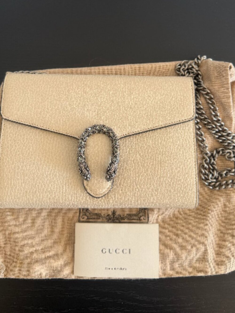 GREAT CONDITION | Gucci Dionysus Cream Leather Wallet on Chain Bag